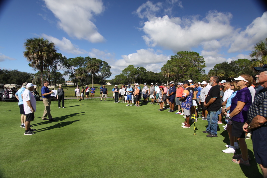 Attendees teeing off at the 12th Annual Lutheran Church of Our Saviour Golf Tournament